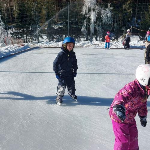 Eislaufen Sportplatz Säge