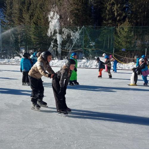 Eislaufen Sportplatz Säge