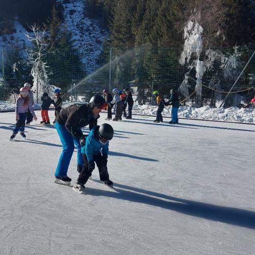 Eislaufen Sportplatz Säge