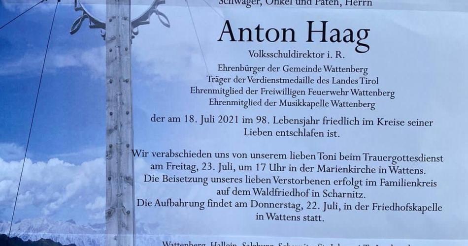 Parte von VS-Direktor i.R. Anton Haag